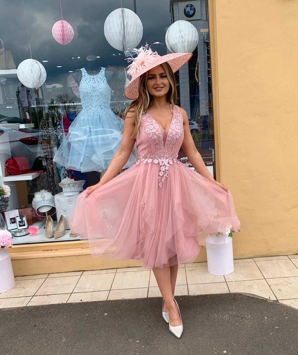 light pink dress with fascinator Elegant Woman in Pink Vintage Dress with Fascinator Free Stock Photo