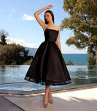 Gordana Dress NC2040 by Nicoletta Flared A Line Midi Length satin Cocktail Dress - black