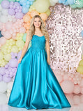 Aaden by Tiffany’s satin prom dress ballgown 3 colours cherry, fuchsia, navy