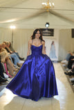 Aaden by Tiffany’s satin prom dress ballgown 3 colours cherry, fuchsia, navy