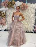 Aksana  by Tiffany’s tulle layered prom dress ballgown 4 colours latte, navy, dark green, baby blue, royal