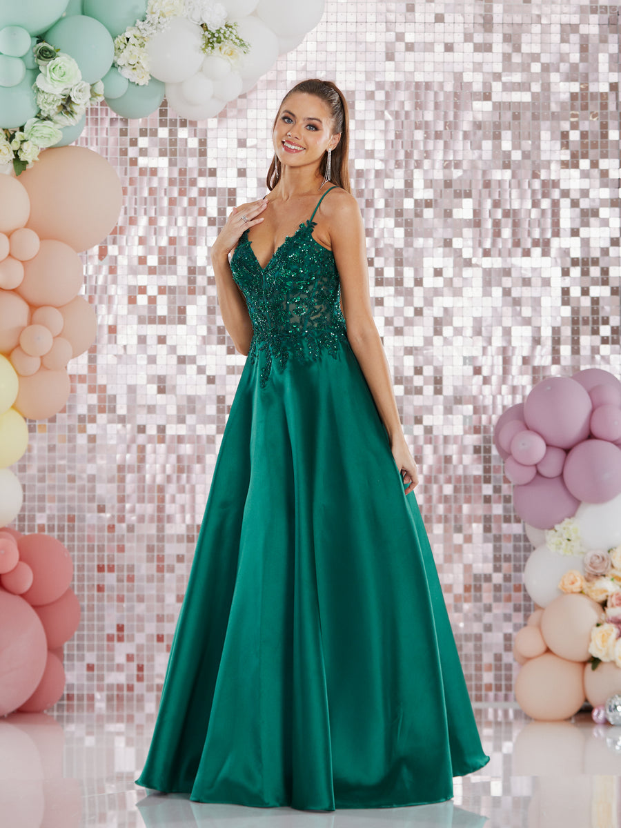 Hayden by Tiffany s satin prom dress ballgown 2 colours dark green ro Deja Elite Boutique