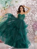 Aksana  by Tiffany’s tulle layered prom dress ballgown 4 colours latte, navy, dark green, baby blue, royal