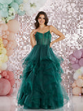 Aksana  by Tiffany’s tulle layered prom dress ballgown 4 colours latte, navy, dark green, baby blue, royal