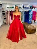 Suzie by Tiffanys diamante tulle  prom dress red, teal and black