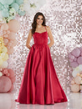 Aaden by Tiffany’s satin prom dress ballgown 3 colours cherry, fuchsia, navy