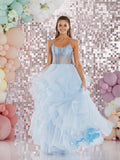 Aksana  by Tiffany’s tulle layered prom dress ballgown 4 colours latte, navy, dark green, baby blue, royal