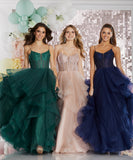 Aksana  by Tiffany’s tulle layered prom dress ballgown 4 colours latte, navy, dark green, baby blue, royal
