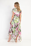Kevan Jon Elodie frill dress in leaf print
