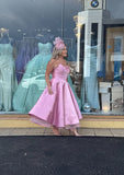 Gordana Dress NC2040 by Nicoletta Flared A Line Midi Length satin Cocktail Dress - soft pink