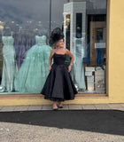 Gordana Dress NC2040 by Nicoletta Flared A Line Midi Length satin Cocktail Dress - black