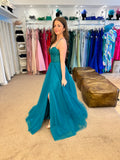 Suzie by Tiffanys diamante tulle  prom dress red, teal and black