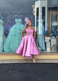 Gordana Dress NC2040 by Nicoletta Flared A Line Midi Length satin Cocktail Dress - soft pink