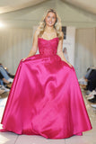 Aaden by Tiffany’s satin prom dress ballgown 3 colours cherry, fuchsia, navy