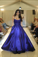 Aaden by Tiffany’s satin prom dress ballgown 3 colours cherry, fuchsia, navy