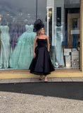 Gordana Dress NC2040 by Nicoletta Flared A Line Midi Length satin Cocktail Dress - black