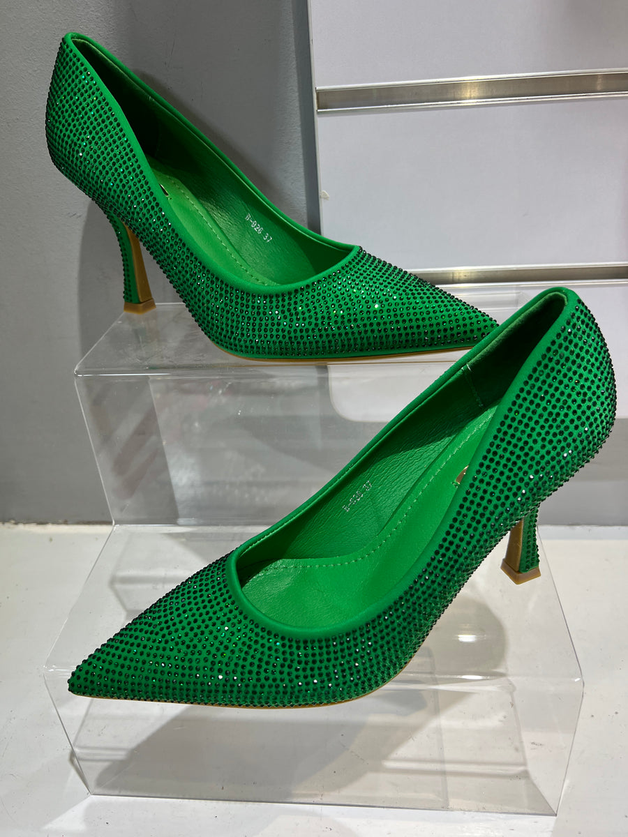 Sparkle feet Emerald green diamante court shoes, stilettos – Deja