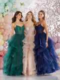 Aksana  by Tiffany’s tulle layered prom dress ballgown 4 colours latte, navy, dark green, baby blue, royal