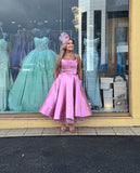 Gordana Dress NC2040 by Nicoletta Flared A Line Midi Length satin Cocktail Dress - soft pink