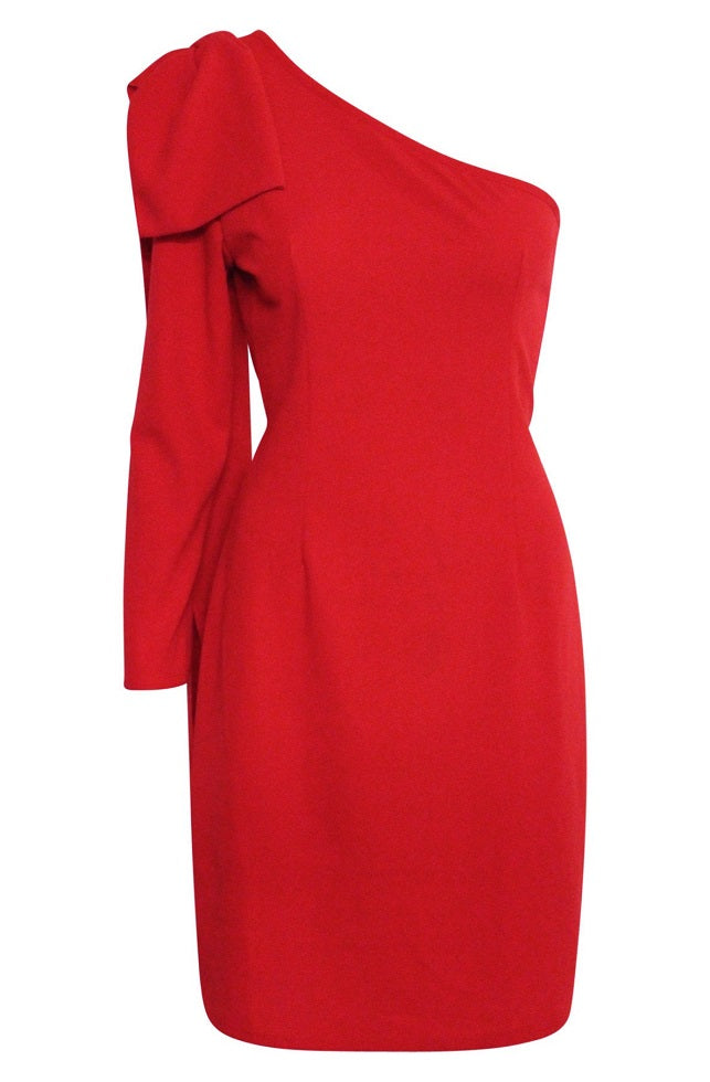 Carmen red one shoulder midi dress - one size fits 8-12 Deja Elite Boutique Carmen red one shoulder midi dress - one size fits 8-12 Deja Elite Boutique