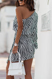 Danika zebra print one shoulder dress black and white