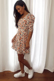 Melody puff sleeve square neck floral skater dress