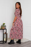 Val ruffle sleeve multi spot midi dress