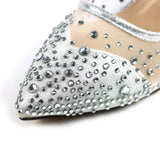 Lunar Argo diamante mesh low heel court shoes silver