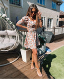Melody puff sleeve square neck floral skater dress