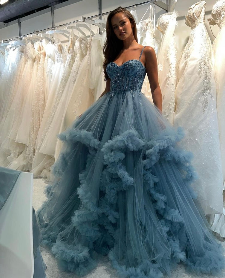 The EXCLUSIVE GRACIE prom dress baby blue pink, smoke blue