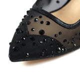 Lunar Argo diamante mesh low heel court shoes black party shoes