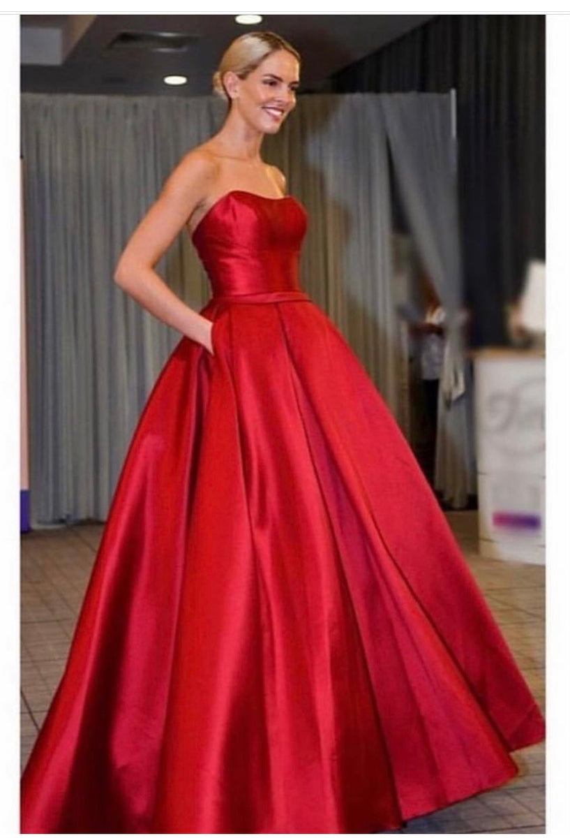 Strapless red sales ball gown