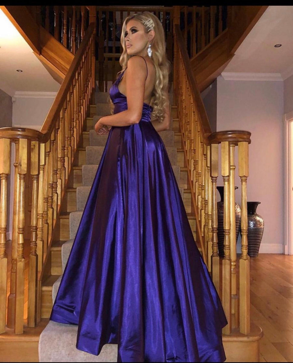 Royal blue and outlet gold prom dress