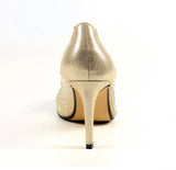 Lunar Argo diamante mesh low heel court shoes gold party shoes