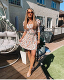 Melody puff sleeve square neck floral skater dress