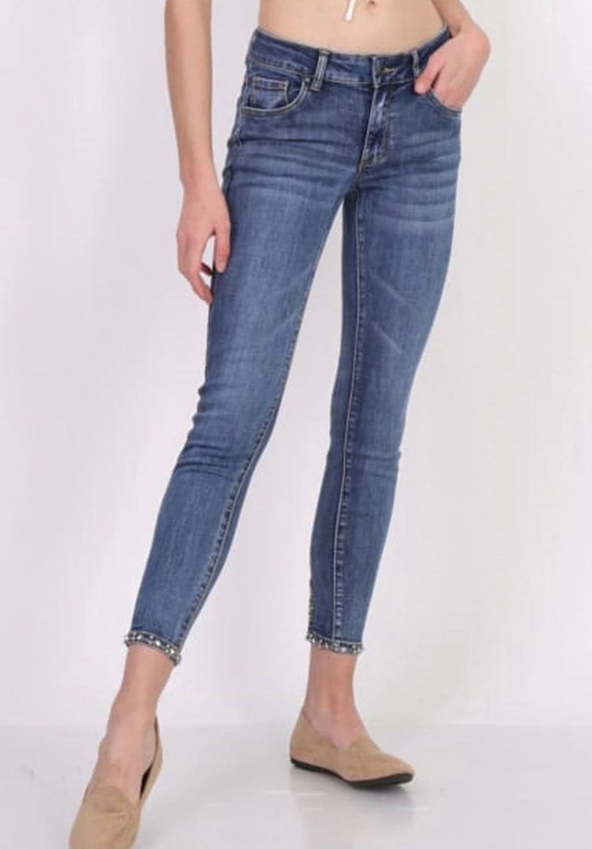 Denim Diamante Ankle Grazer Jeans – Tillett's