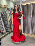 Autumn Bardot soft sheen formal dress prom dress