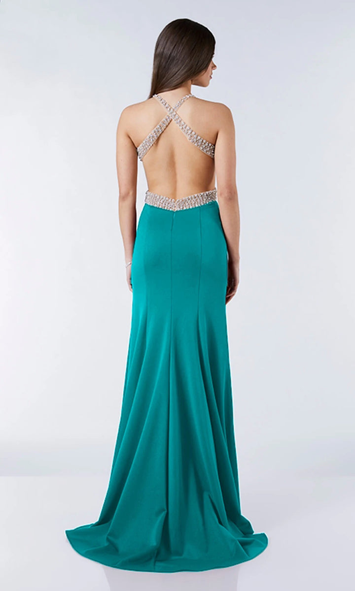 Tiffany's Harriet teal Crystal full length prom dress size 6 – Deja Elite  Boutique