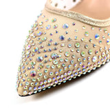 Lunar Argo diamante mesh low heel court shoes gold party shoes