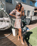 Melody puff sleeve square neck floral skater dress