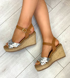 Heidi espadrille metallic wedges , wedge sandals - silver, black, gold, rose gold