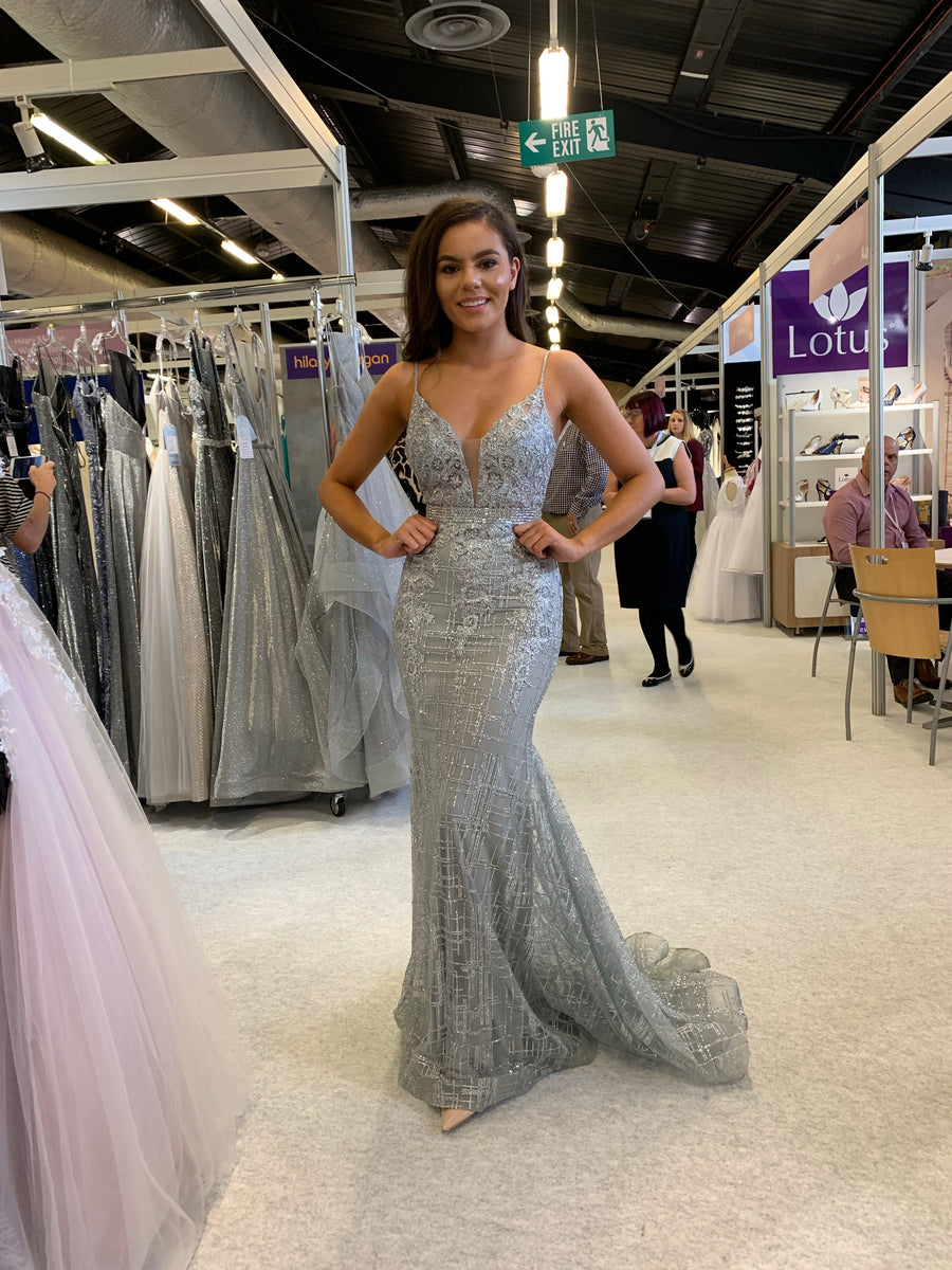 Grey fishtail prom sales dress