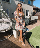 Melody puff sleeve square neck floral skater dress