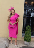 Kevan Jon Krystal midi dress in bright pink