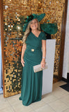 Carla Ruiz 53006 emerald ruched full length occasion dress