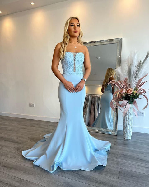 Pia Michi 11466 strapless prom dress formal dress black and light blue Deja Elite Boutique Pia Michi 11466 strapless prom dress formal dress black and light blue Deja Elite Boutique