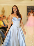 Vala satin prom dress ballgown by Tiffanys in royal, green, red, baby blue