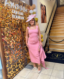 Kevan Jon Nancy cape pencil dress in rose pink