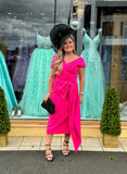 Kevan Jon Safia bow detail midi dress in hot pink