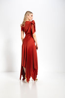 Kevan Jon Emilia pleat dress in rust